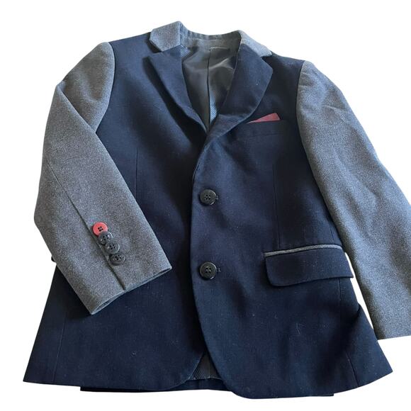 A.X.N.Y.  boys navy gray colorblock sport jacket suit blazer size 5 - Picture 1 of 8